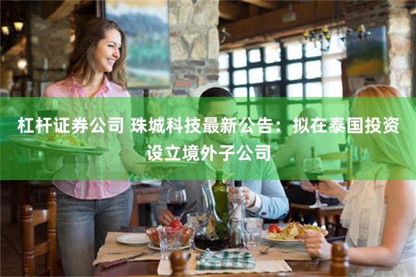 杠杆证券公司 珠城科技最新公告：拟在泰国投资设立境外子公司