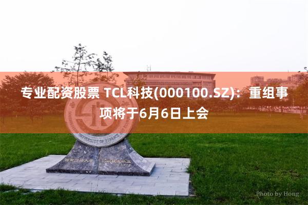专业配资股票 TCL科技(000100.SZ)：重组事项将于6月6日上会