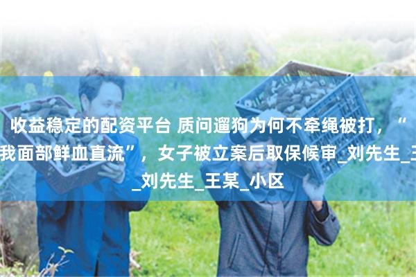 收益稳定的配资平台 质问遛狗为何不牵绳被打，“用手机砸我面部鲜血直流”，女子被立案后取保候审_刘先生_王某_小区